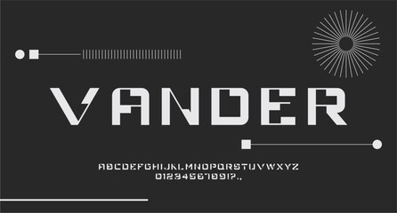 VANDER FONT VECTOR UPPERCASE FUTURISTIC TECHNO CYBER EDITABLE