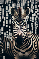 A zebra's stripes reimagined as a monochrome abstract barcode.