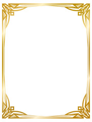 Art Deco frame, decorative gold frames, vintage gold frame, banner label, line geometric wedding label card frame, png transparent background
