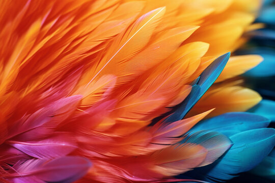 A parrot's feathers abstracted as a burst of tropical colors.