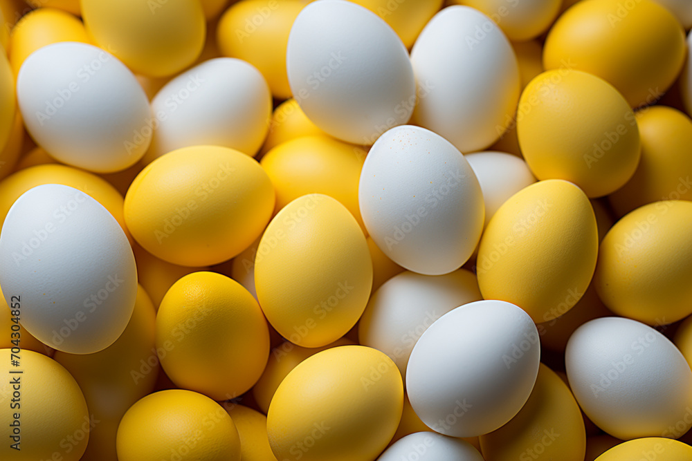 Poster egg - simplistic white and yellow abstract shapes in a smooth form.