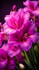 photo close up light purple gladiolus flower details. generated AI