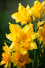 Fototapeta premium photo close up yellow gladiolus flower details. AI generated
