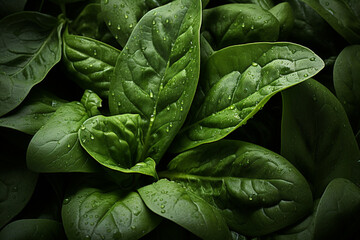 Obraz premium Spinach - Dark green, leafy abstract shapes.