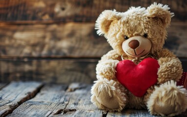 eddy with Heart on Wooden Background