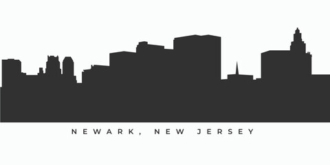 Newark city skyline silhouette. New jersey skyscraper illustration