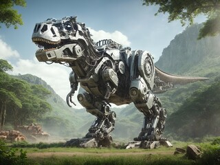 a dinosaur designed as a robot - obrazy, fototapety, plakaty