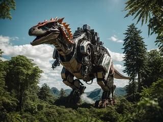 a dinosaur designed as a robot