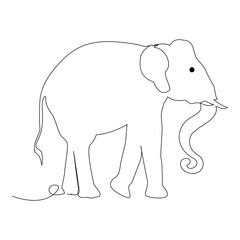 World wild life continuous single line art drawing and elephant one line outline vector art  illustration