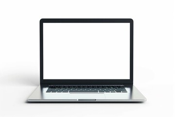 Laptop with blank screen isolated on white background