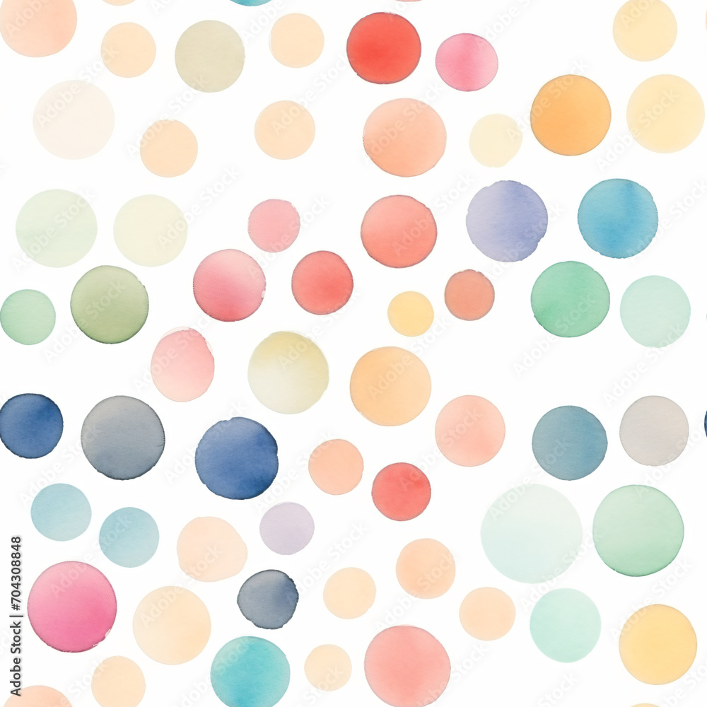 Poster seamless pattern with watercolor textured strokes of paint and dots. simple forms on white backgroun