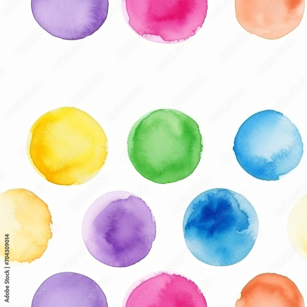 Poster seamless pattern with watercolor textured strokes of paint and dots. simple forms on white backgroun