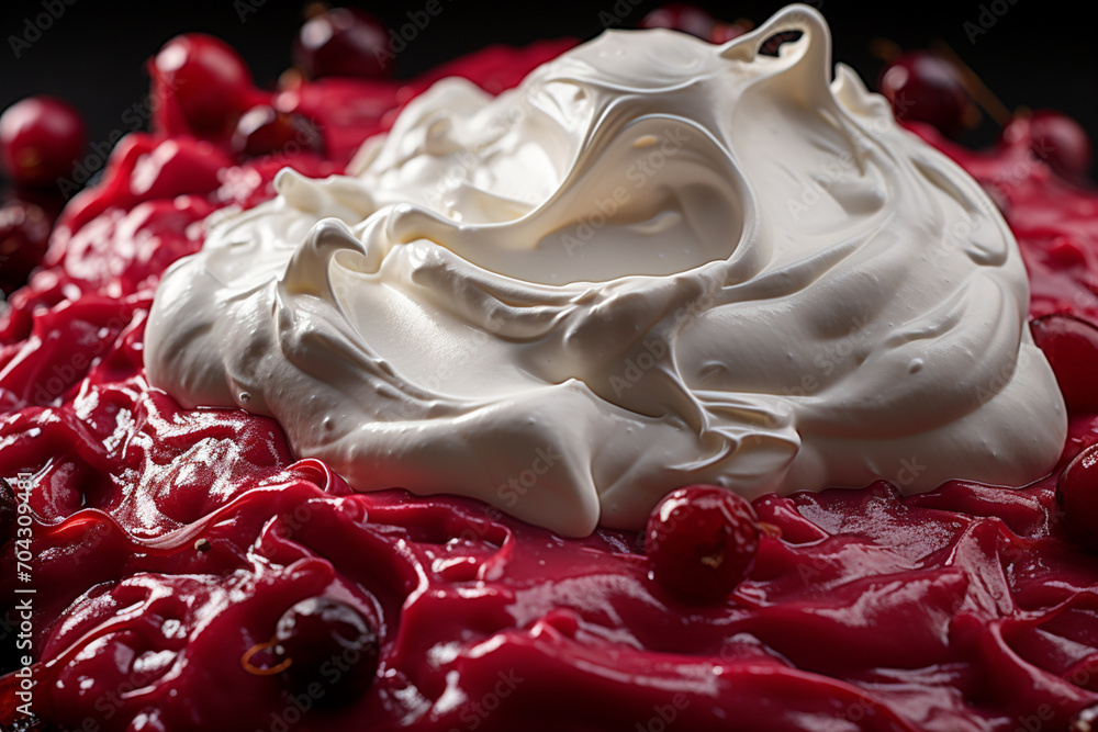 Poster borscht - deep red beet abstract with a dollop of sour cream.