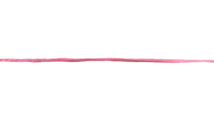 line of pink paper ribbon isolated on white background