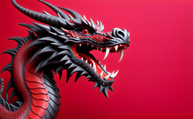 Black dragon on red background, chinese new year background