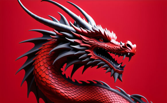 Red dragon on red background, chinese new year background