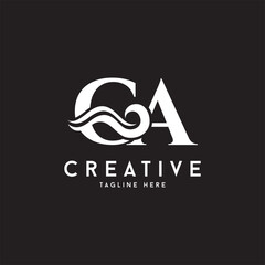 Letter CA ocean wave vector logo icon symbol minimalist illustration design for pool or aqua related logo - obrazy, fototapety, plakaty