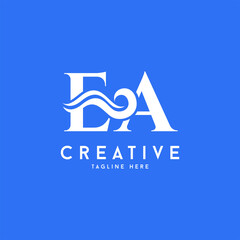 Letter EA ocean wave vector logo icon symbol minimalist illustration design for pool or aqua related logo