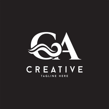 Letter CA ocean wave vector logo icon symbol minimalist illustration design for pool or aqua related logo