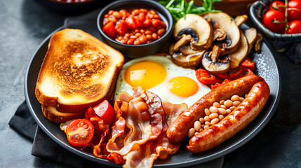 English or full breakfast is the traditional meal in England Great Britain and Ireland. - obrazy, fototapety, plakaty