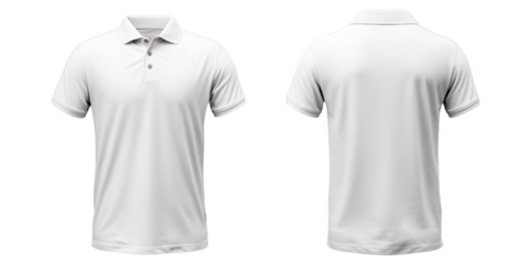 White Polo Shirt Front and Back Mockup Isolated Transparent, Generative