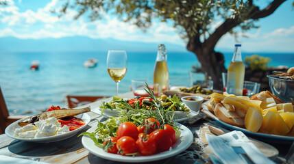 salad in a restaurant at the beach 