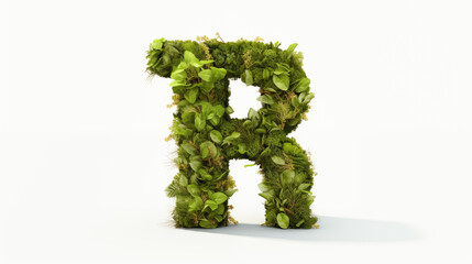 alphabet letter R made out of plants, isolated on white

