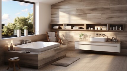 Bathroom interior with natural materials