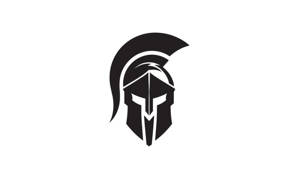 spartan helmet minimal logo ico ,black and white minimal logo