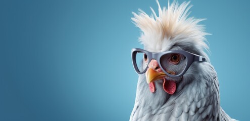 Chic Hen Peering Through Spectacles: A Fusion of Farmyard Fashion and Wit. Generative AI - obrazy, fototapety, plakaty