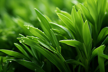 Obraz premium Wheat Grass - Sprouting green abstract blades.