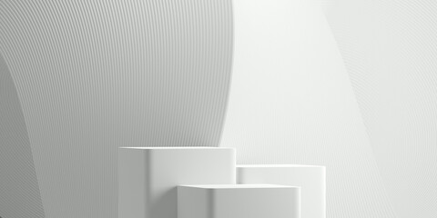 3D minimal background. 3D geometric podium with white background for perfume and cosmetics presentation. 3D illustration. - obrazy, fototapety, plakaty