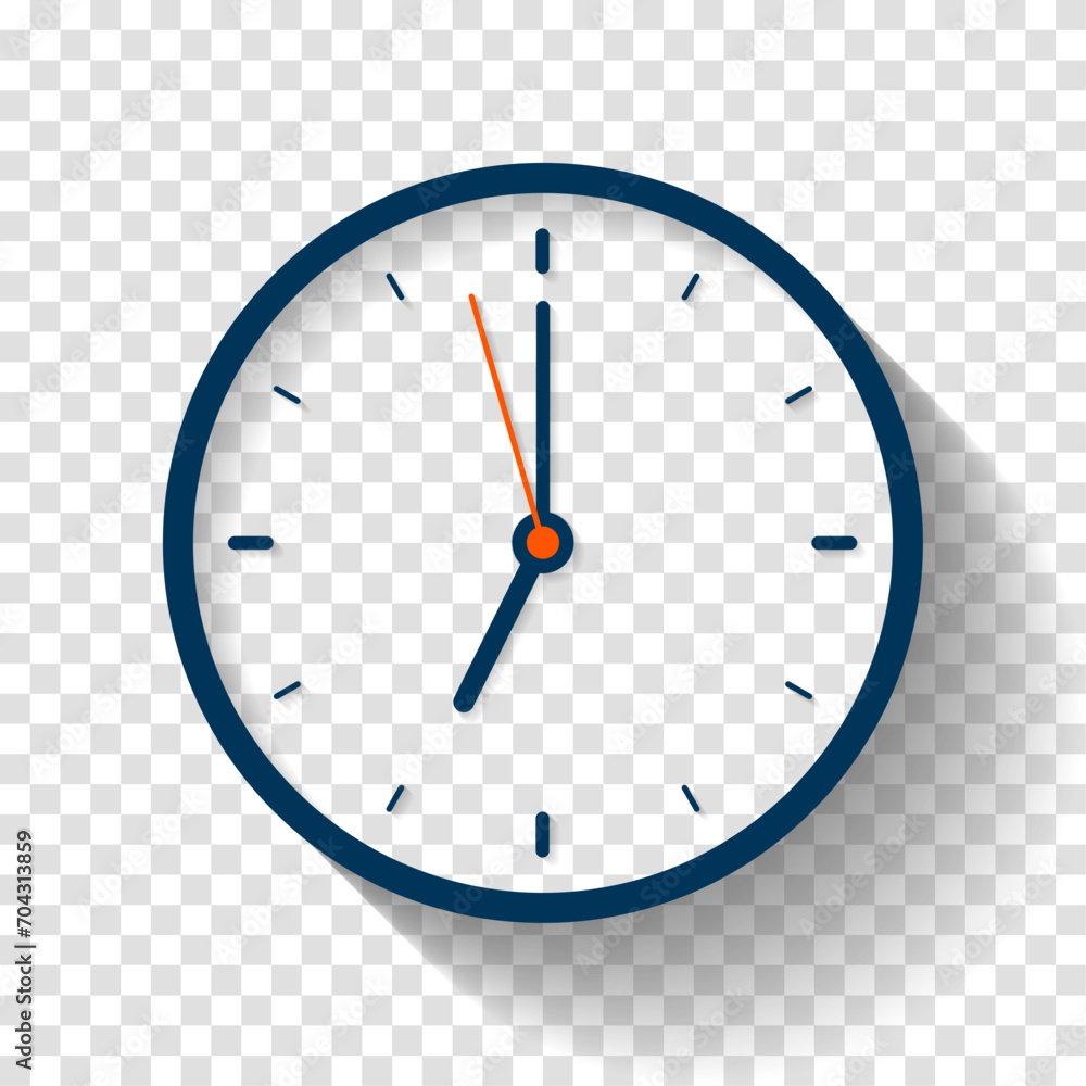Poster clock icon in flat style, timer on transparent background. business watch. vector design element for