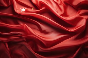 Obraz premium Red silk fabric with five stars