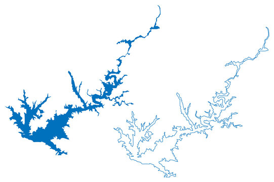 Ataturk Lake (Republic of Türkiye, Turkey) map vector illustration, scribble sketch Reservoir Atatürk Baraj Gölü Dam map..