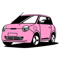 cute family car pink front side view vector art