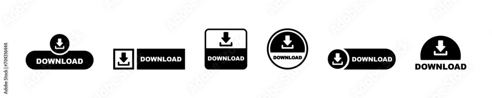 Poster set of download vector icons. upload symbol. web buttons for download.