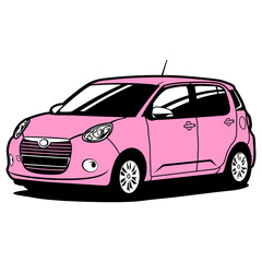 Obraz premium comfortable family car in pink vector art