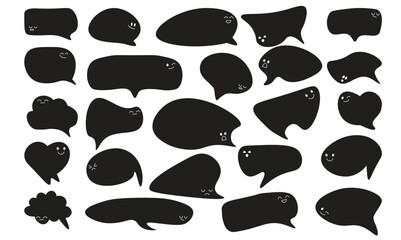 Set of speak bubble text with emotional. Chatting box, message box design. Balloon doodle style of thinking sign