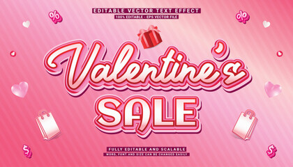 3D Vector Sale Text Editable Effect Valentine February discount background love social media 2