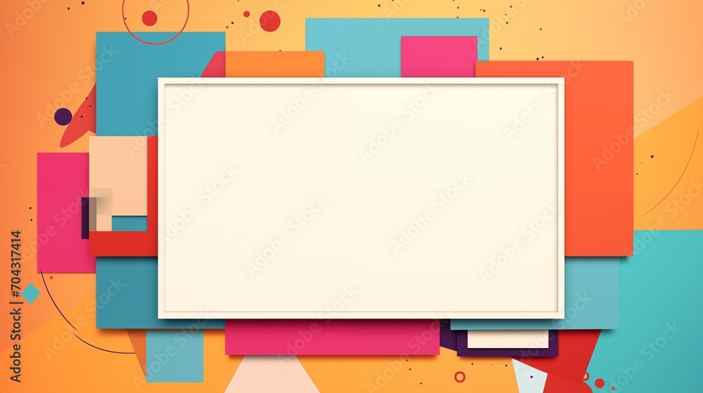 Poster frame mockup with copy space for text. create an artistic collage with a memphis style on a warm bro