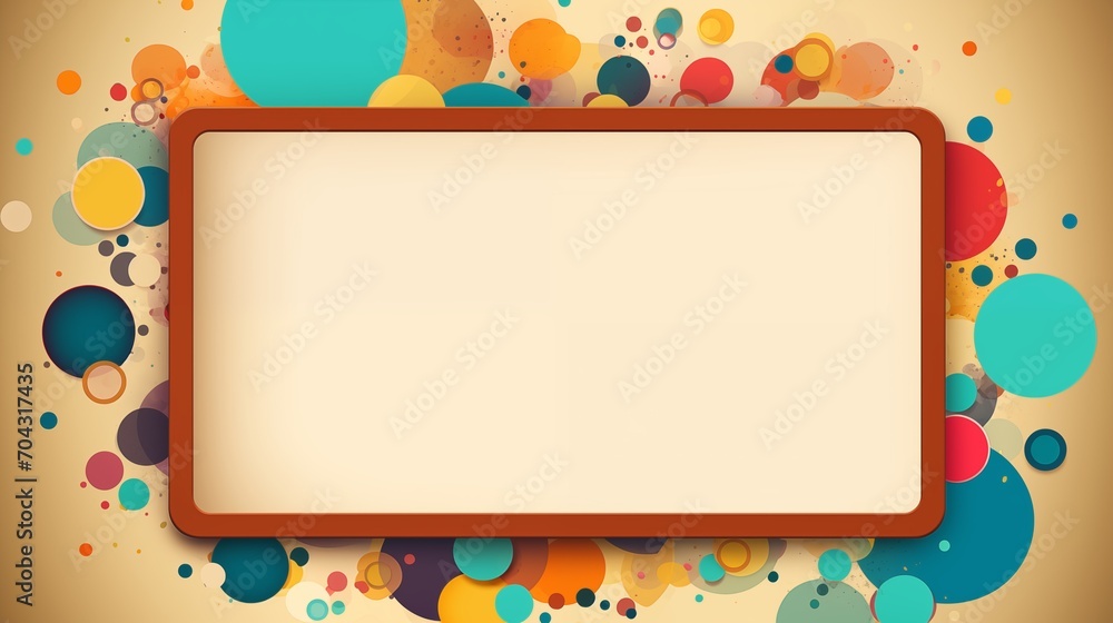 Poster frame mockup with copy space for text. create an artistic collage with a memphis style on a warm bro