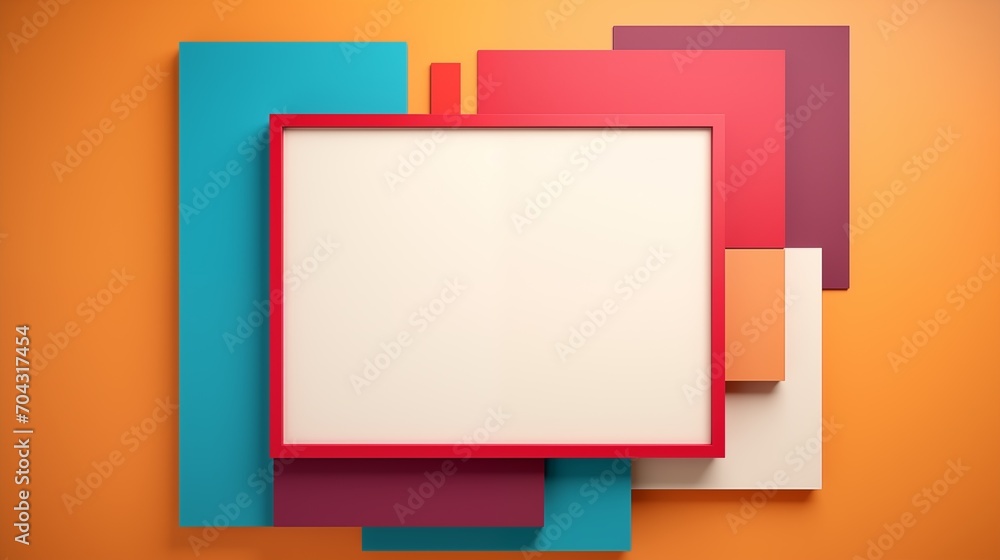 Poster frame mockup with copy space for text. create an artistic collage with a retro style on a warm brown