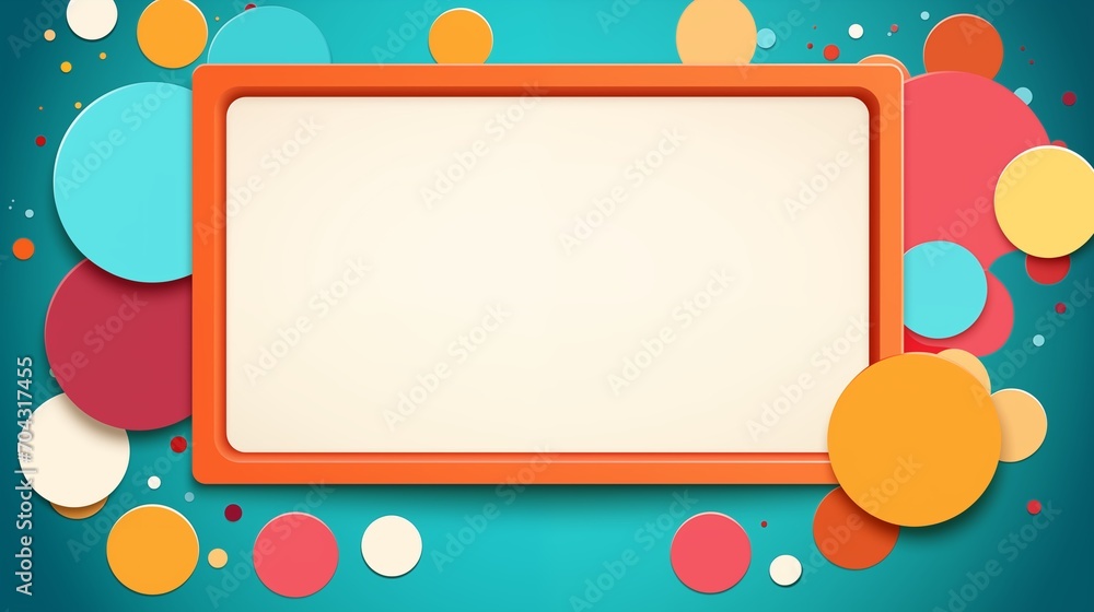 Poster frame mockup with copy space for text. create an artistic collage with a memphis style on a warm blu