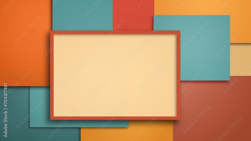 Poster frame mockup with copy space for text. create an artistic collage with a retro style on a warm brown