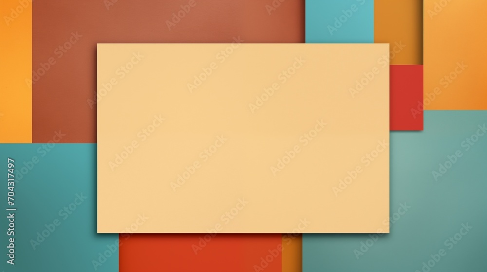 Poster frame mockup with copy space for text. create an artistic collage with a retro style on a warm brown