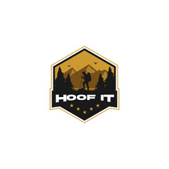 hoof it adventure logo design vector