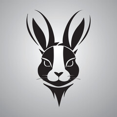 Black side silhouette of a rabbit isolated on white background Vector illustration EPS10. Use for Graphic design