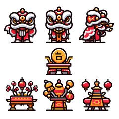 SEVEN CHINESE NEW YEAR ILLUSTRATION PACK VECTOR
