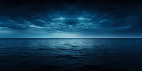 Dark sea surface with a dramatic cloudy sky above. Approaching storm. Generative AI